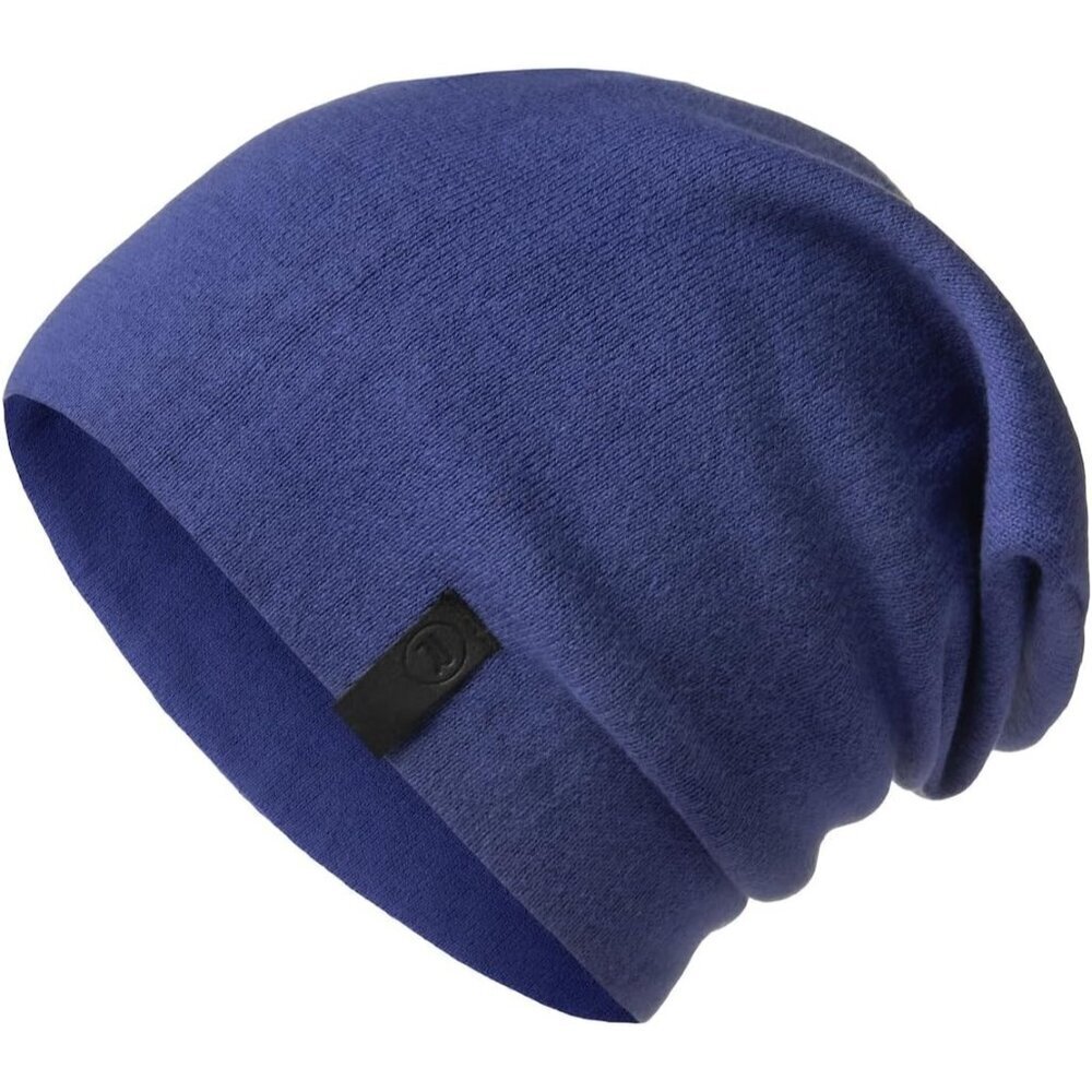 Unisex Cobalt Blue 100%Cotton Winter Skull Pull On Knit Slouchy Baggy Beanie Cap